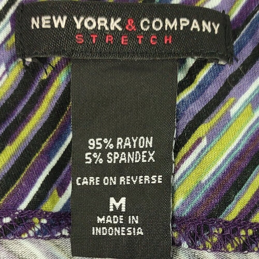 New York & Company Purple Yellow Print Rayon Blend Stretch Pencil Skirt Size M - Picture 7 of 8